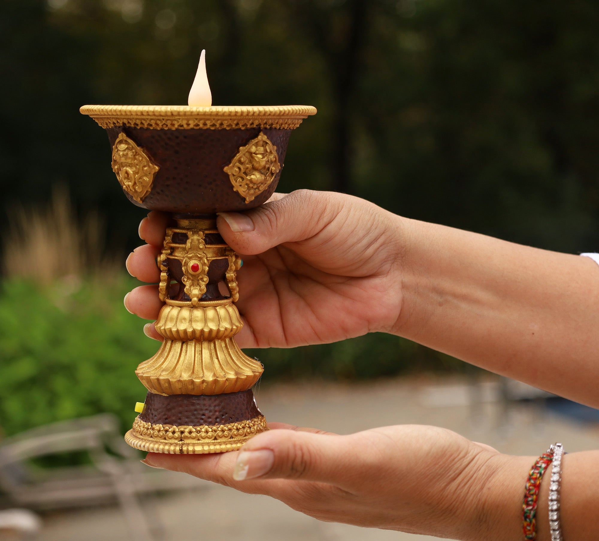 DharmaObjects Tibetan LED Electronic Butter Lamp Temple Shrine Lights Rechargeable Burning Lamps