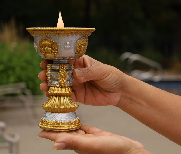 DharmaObjects Tibetan LED Electronic Butter Lamp Temple Shrine Lights Rechargeable Burning Lamps