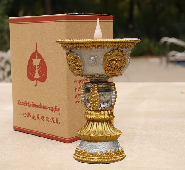 DharmaObjects Tibetan LED Electronic Butter Lamp Temple Shrine Lights Rechargeable Burning Lamps