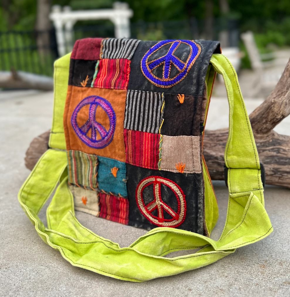 Handmade Hippie Cross Body Bag Travel Sling Bag Vegan Passport Bag Travel Cute Purse Hippie Shoulder Bag Fair Trade