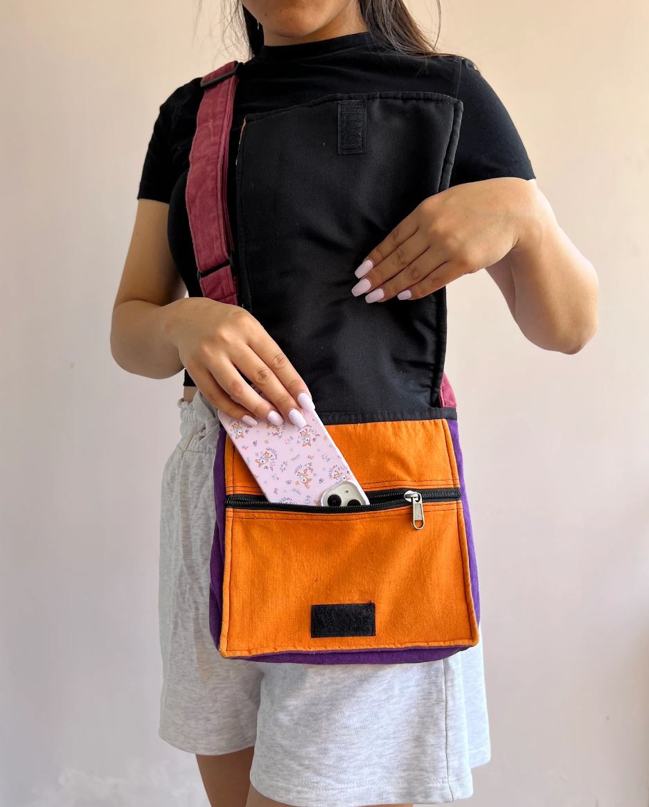 Handmade Hippie Cross Body Bag, Travel Sling Bag, Vegan Passport Bag, Travel Cute Purse, Hippie Shoulder Bag, Fair Trade