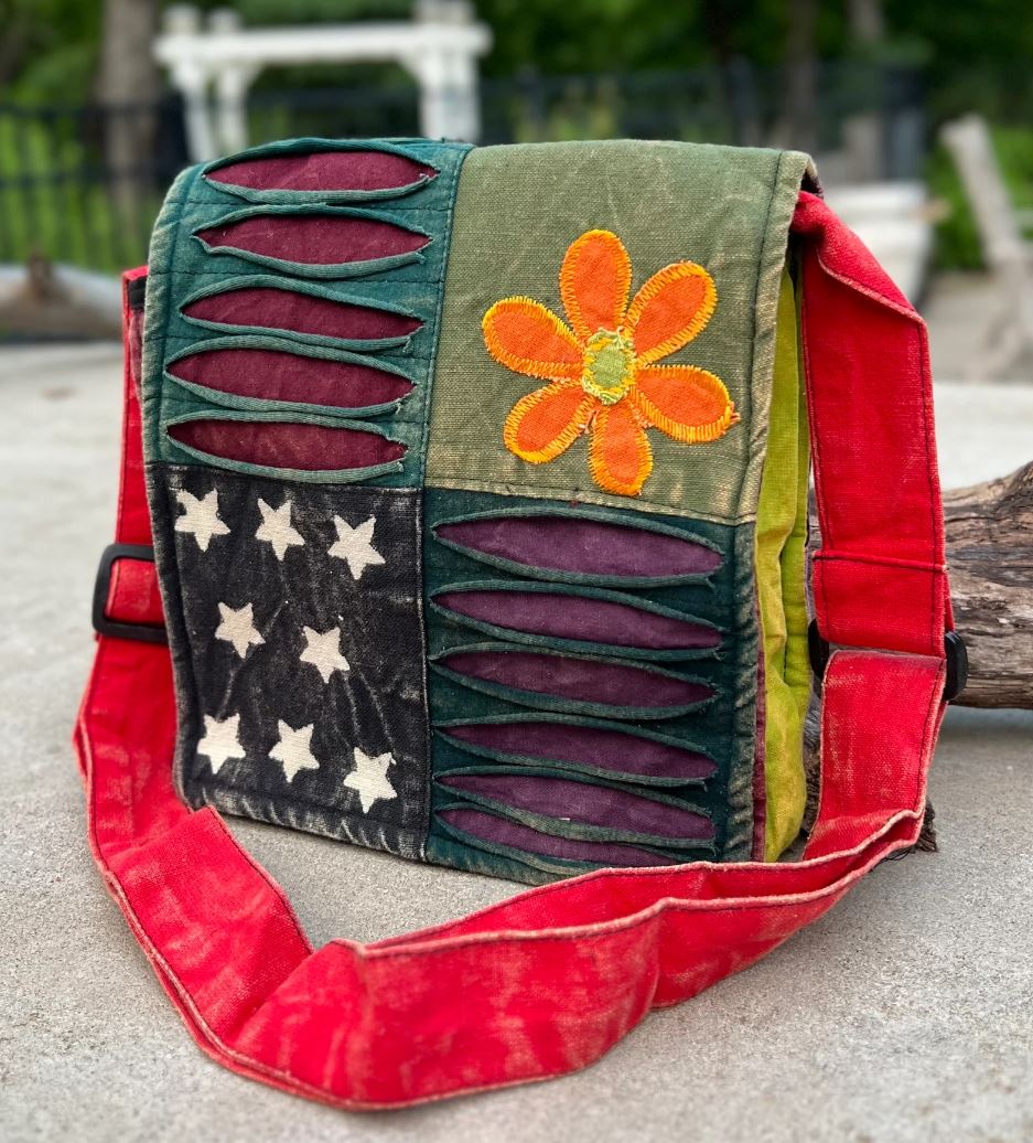 Handmade Hippie Cross Body Bag, Travel Sling Bag, Vegan Passport Bag, Travel Cute Purse, Hippie Shoulder Bag, Fair Trade
