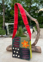 Handmade Hippie Cross Body Bag, Travel Sling Bag, Vegan Passport Bag, Travel Cute Purse, Hippie Shoulder Bag, Fair Trade