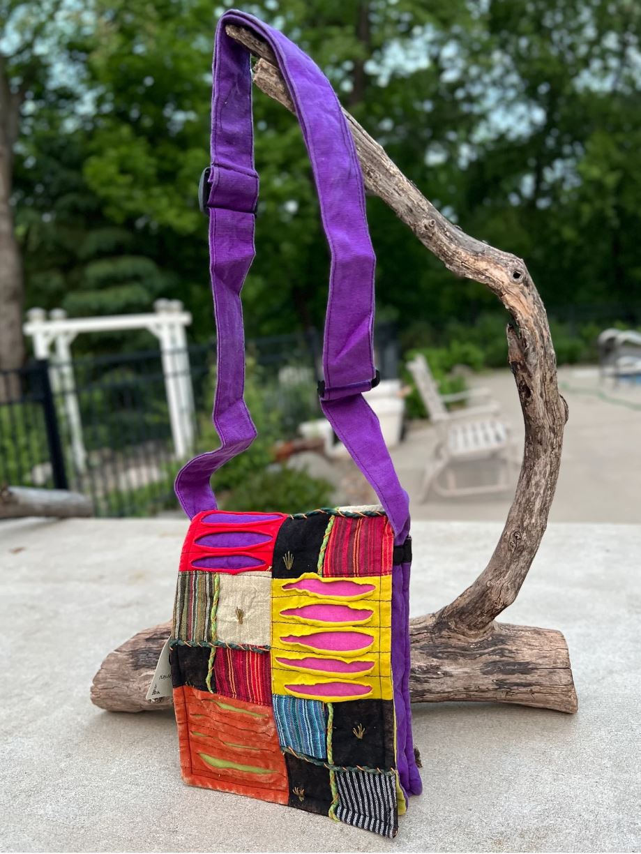Handmade Hippie Cross Body Bag, Travel Sling Bag, Vegan Passport Bag, Travel Cute Purse, Hippie Shoulder Bag, Fair Trade