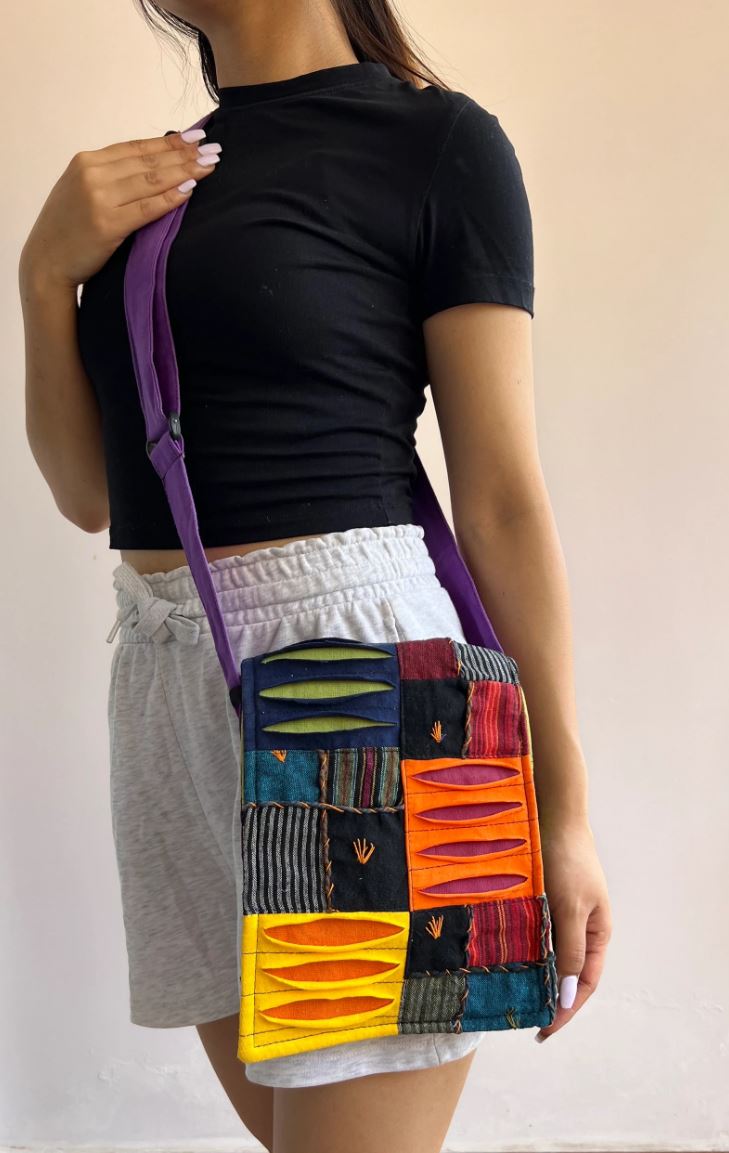 Handmade Hippie Cross Body Bag, Travel Sling Bag, Vegan Passport Bag, Travel Cute Purse, Hippie Shoulder Bag, Fair Trade