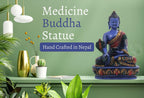 Tibetan Healing Medicine Buddha Statue Hand Painted Nepal 5” Tall - DharmaObjects