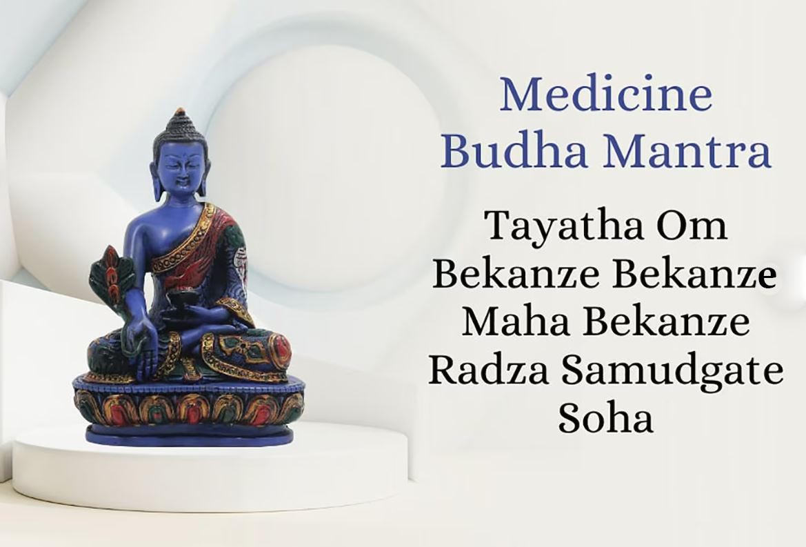 Tibetan Healing Medicine Buddha Statue Hand Painted Nepal 5” Tall - DharmaObjects