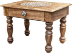 Large Hand Carved Solid Wooden Meditation Altar Table (Lotus Mandala) - DharmaObjects