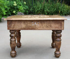 Large Hand Carved Solid Wooden Meditation Altar Table (Lotus Mandala) - DharmaObjects