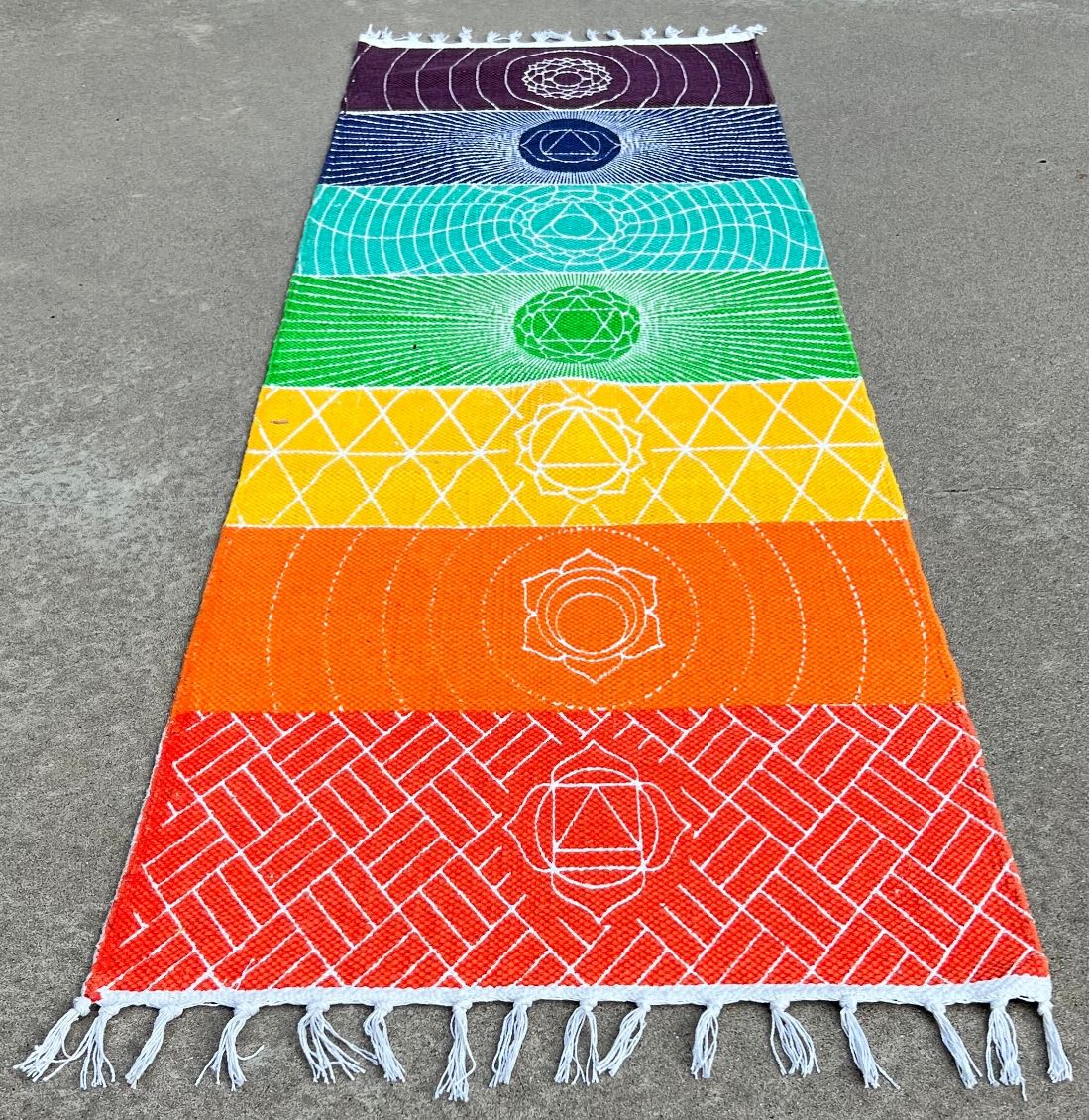 Organic Cotton 7 Chakra Yoga Mat Rug Comfortable And  Perfect For Yoga, Meditation, Fitness, and Prayer | Non-toxic and Anti-slip