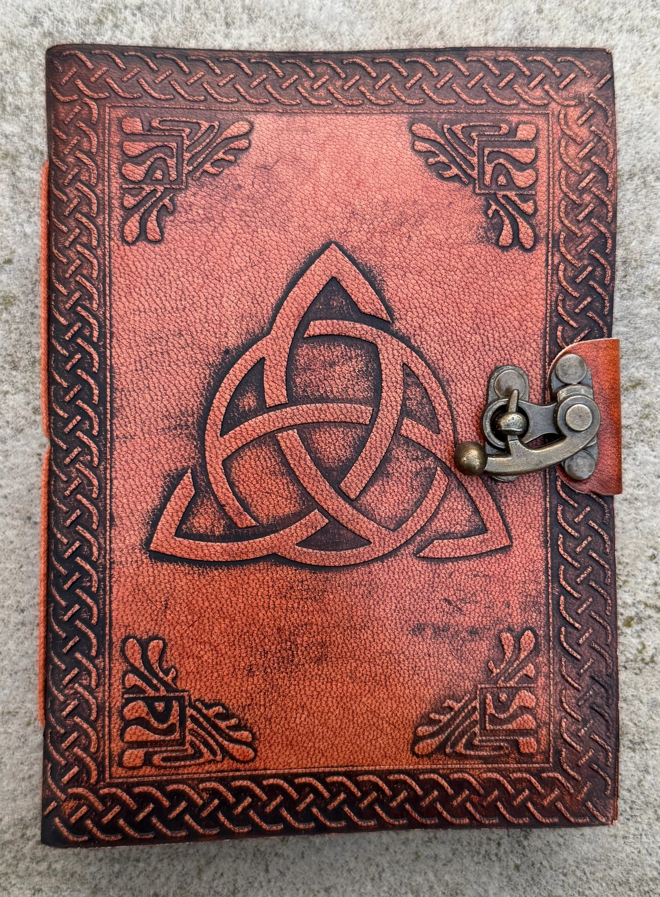 Handmade Triquetra Embossed Leather Journal
