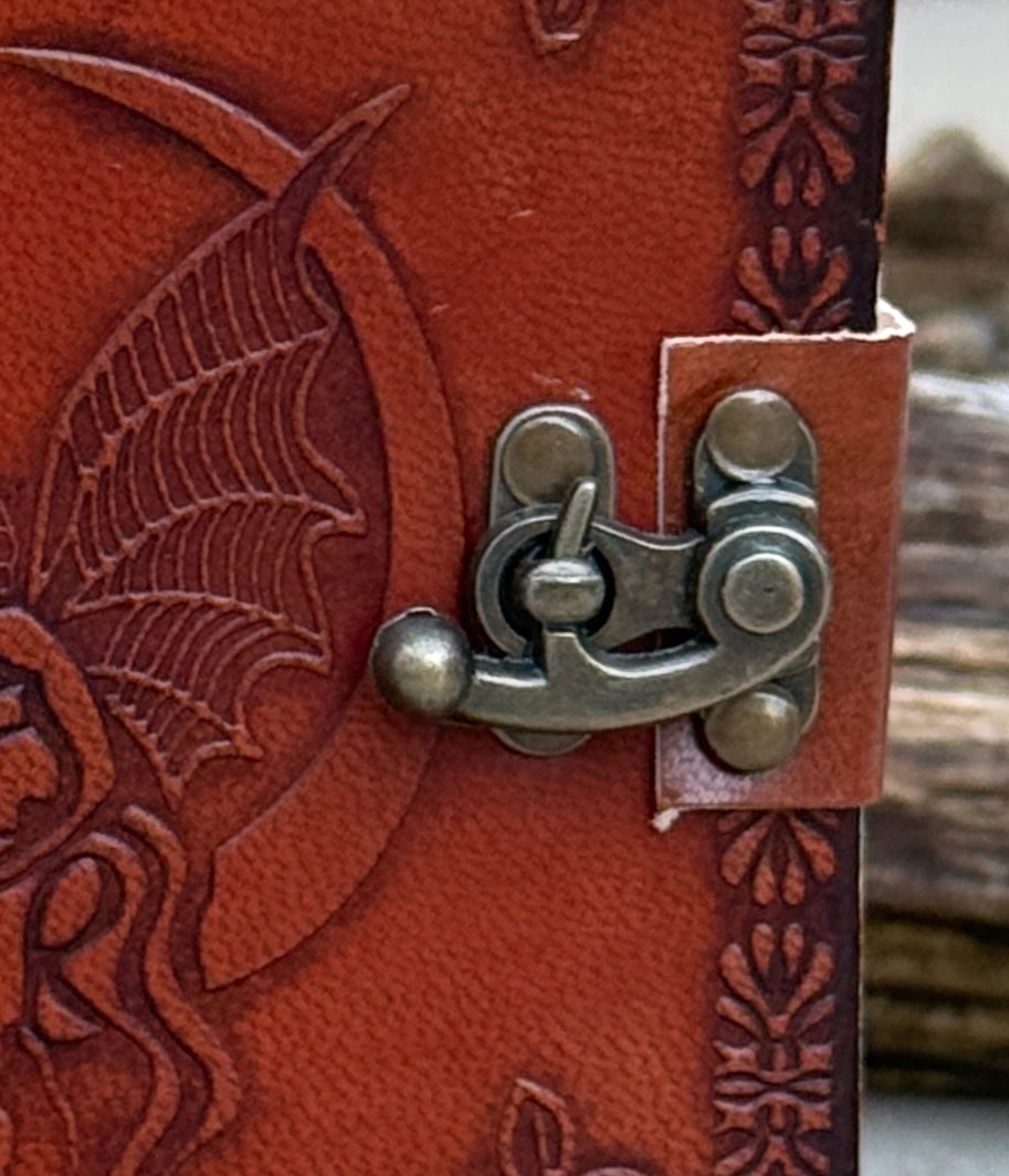 Handmade Fairy Moon Embossed Leather Journal