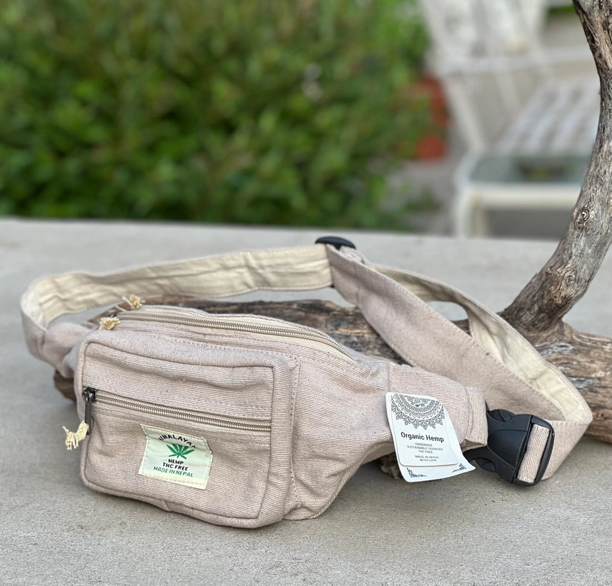 Boho Style Hemp Fanny Pack – Handmade Adjustable Waist & Crossbody Bag