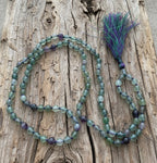 Fluorite 108 Bead Mala Necklace • Hand-Knotted Meditation Prayer Beads • Yoga Jewelry • Spiritual Healing Gemstone Necklace Gift - DharmaObjects