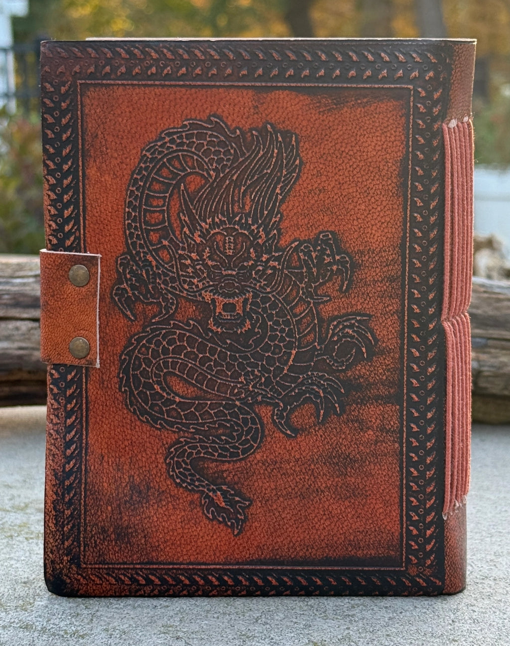 Handmade Year of the Dragon Embossed Leather Journal