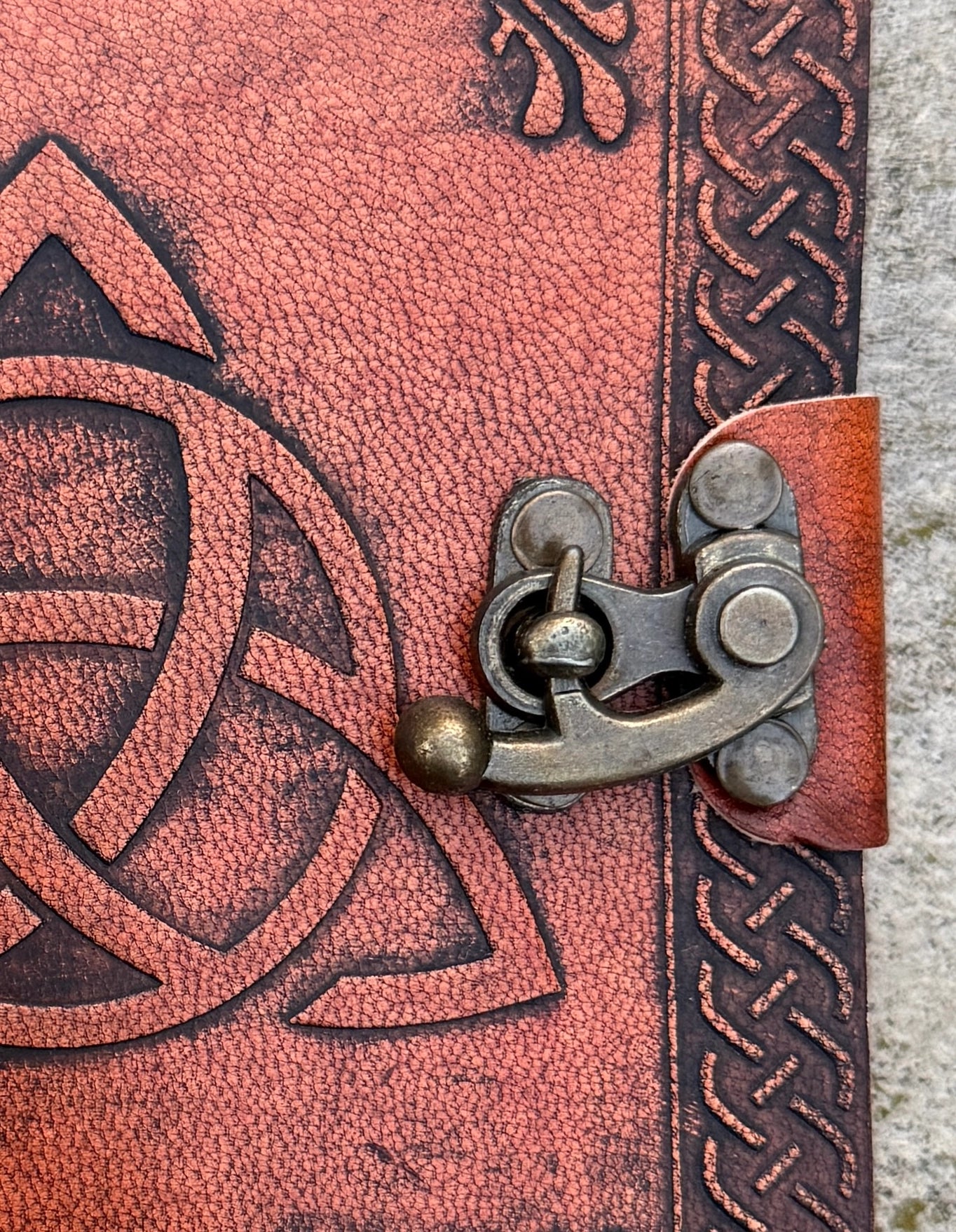Handmade Triquetra Embossed Leather Journal