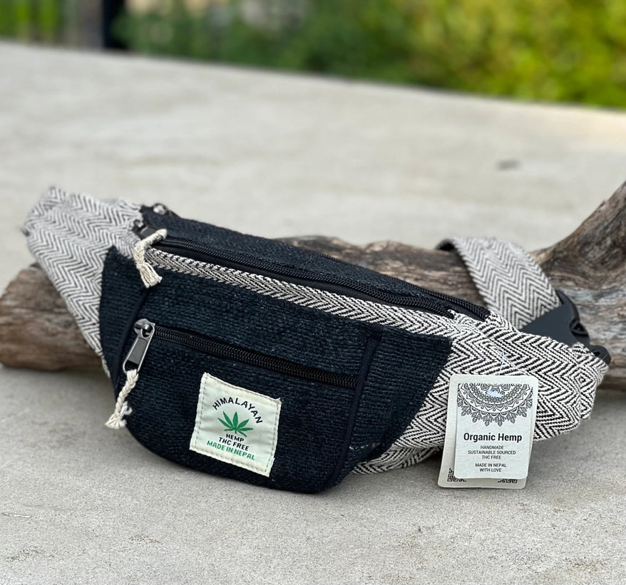 Boho Style Hemp Fanny Pack – Handmade Adjustable Waist & Crossbody Bag
