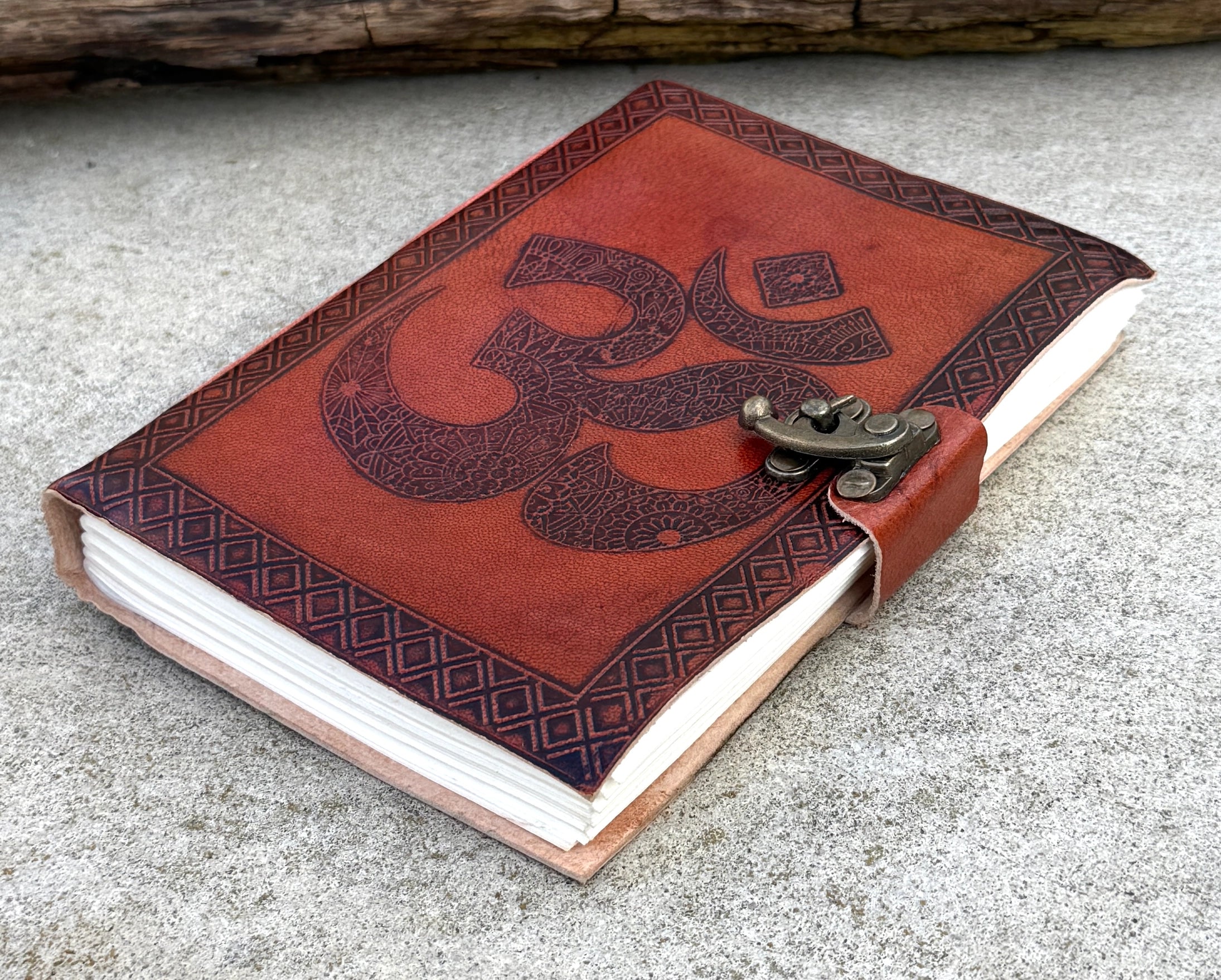 Handmade Om Embossed Leather Journal