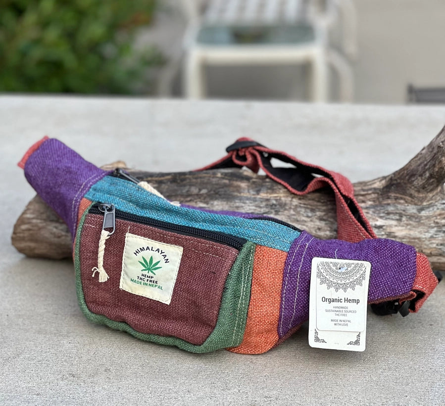 Boho Style Hemp Fanny Pack – Handmade Adjustable Waist & Crossbody Bag