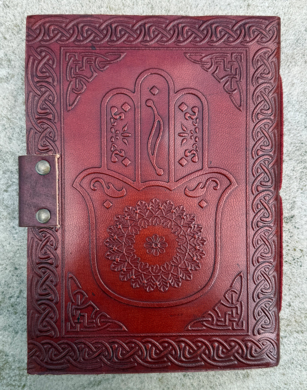 Handmade Hamsa Embossed Leather Journal