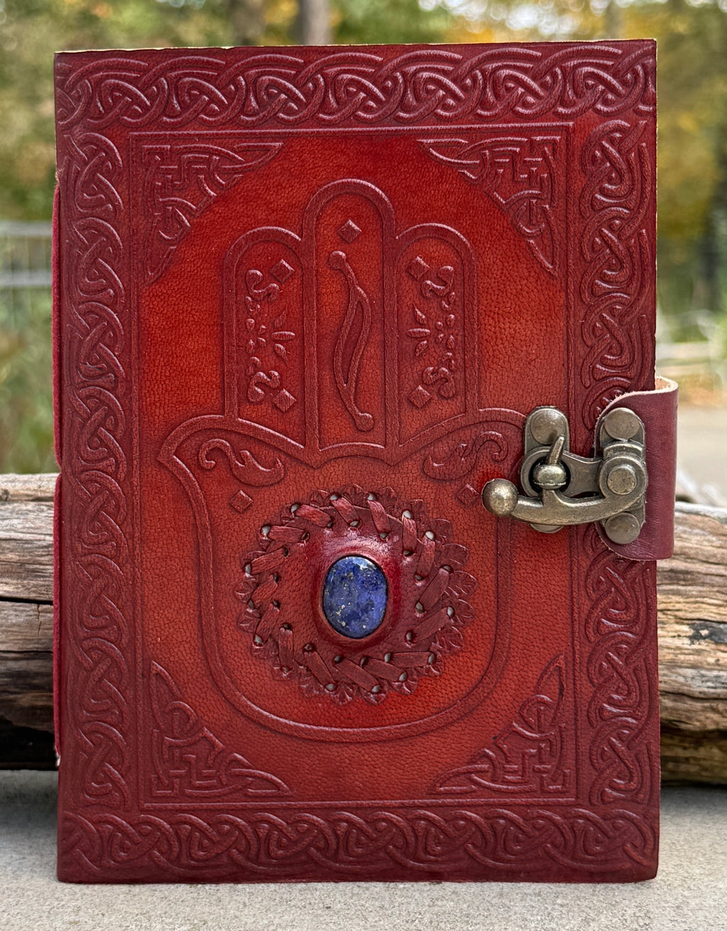 Handmade Hamsa Embossed Leather Journal