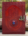 Handmade Hamsa Embossed Leather Journal