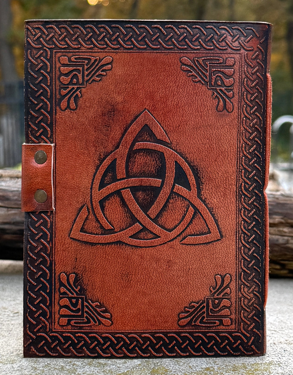 Handmade Triquetra Embossed Leather Journal