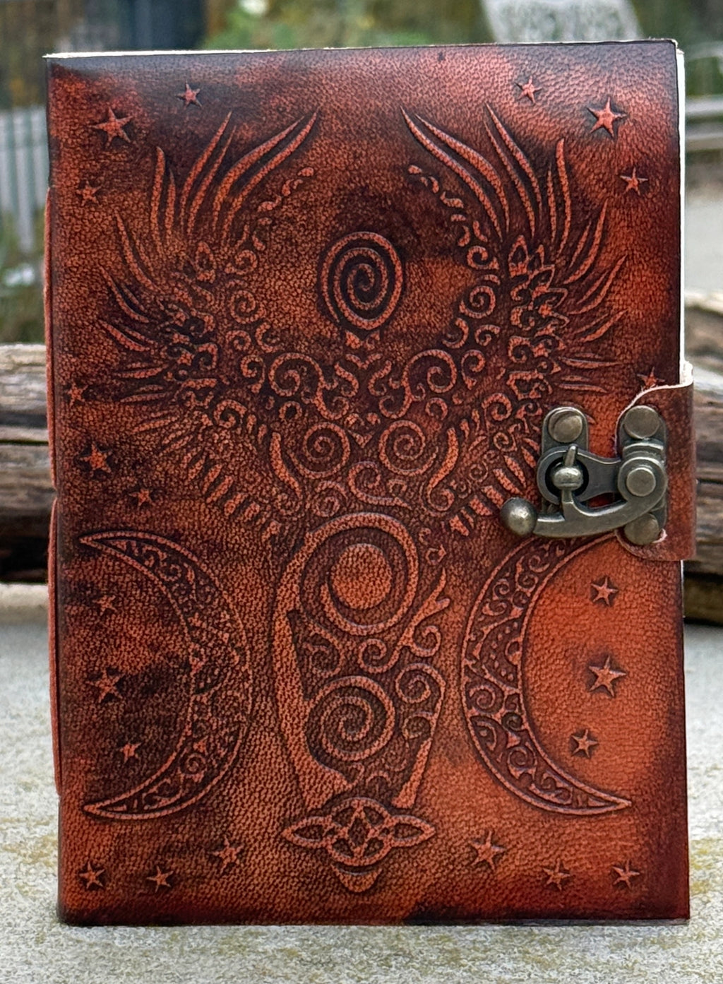 Handmade Moon Goddess Embossed Leather Journal
