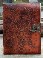Handmade Moon Goddess Embossed Leather Journal