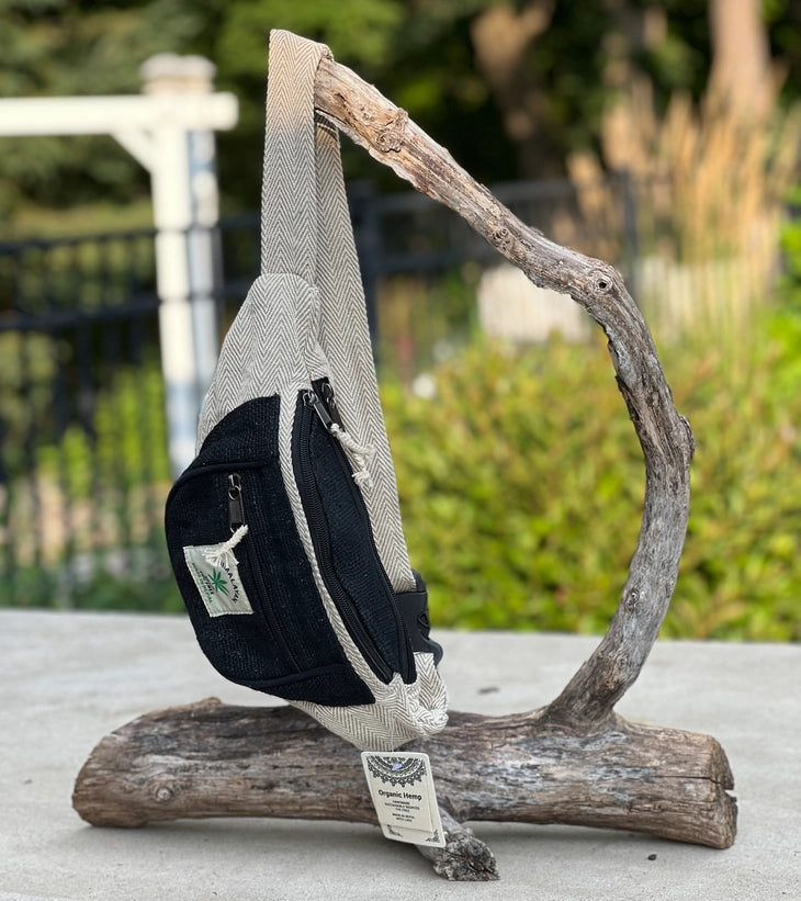 Boho Style Hemp Fanny Pack – Handmade Adjustable Waist & Crossbody Bag