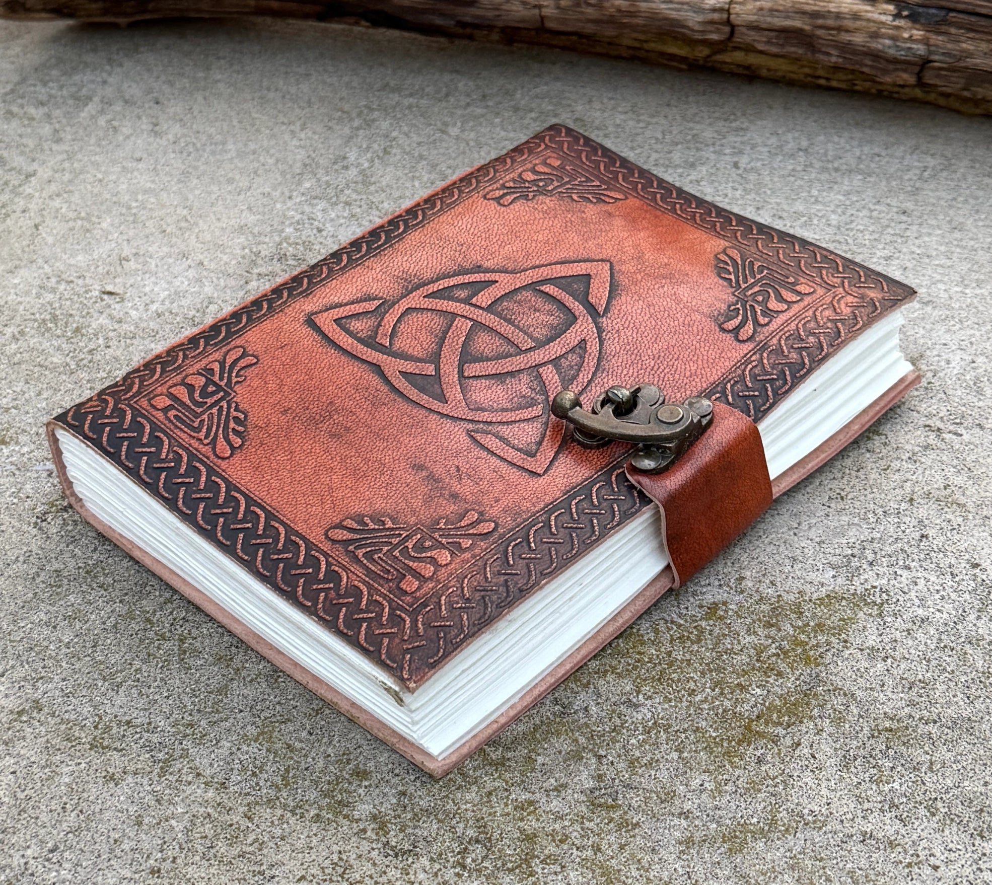 Handmade Triquetra Embossed Leather Journal