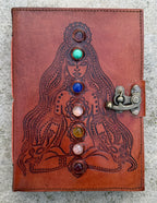 Handmade 7 Chakras Embossed Leather Journal