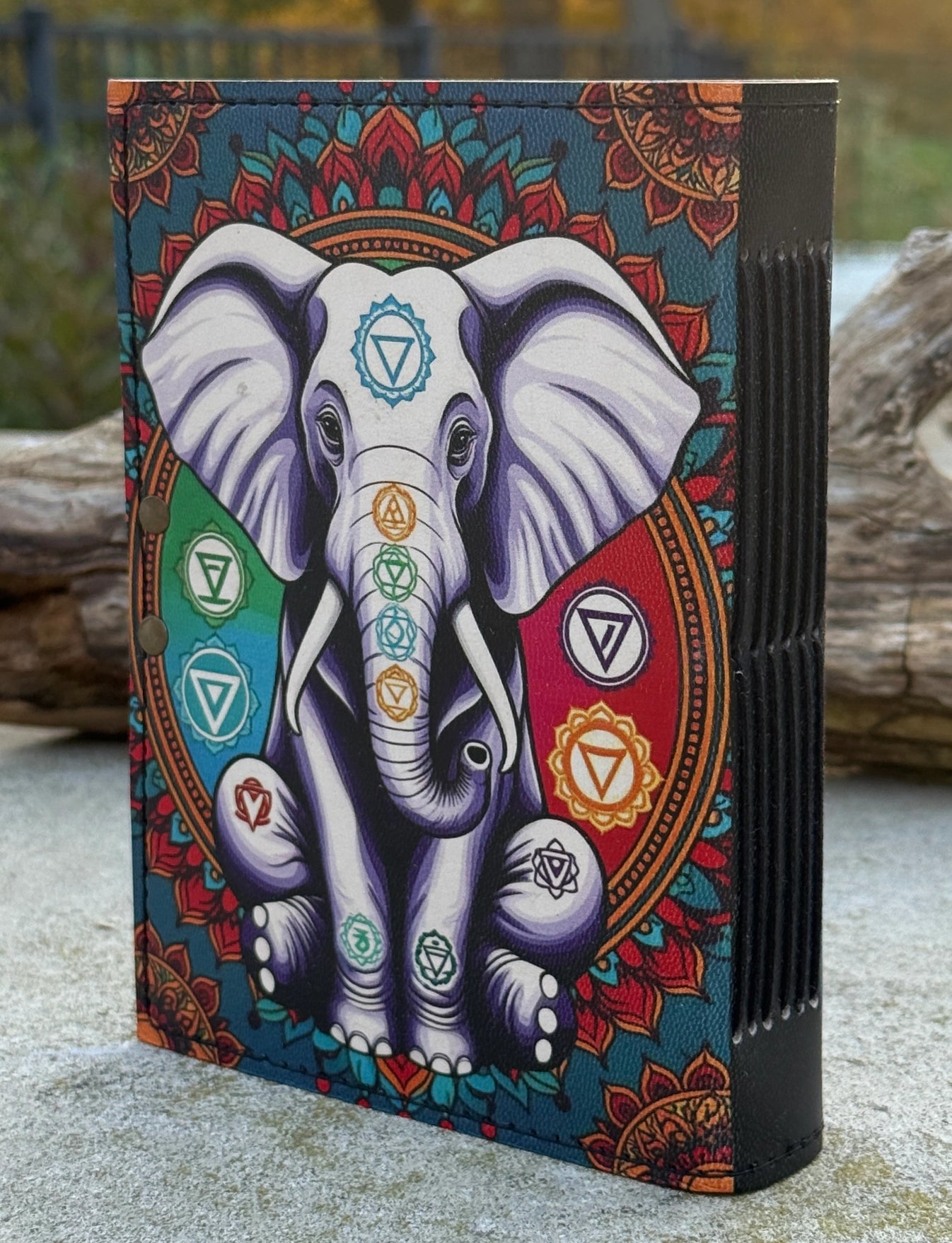 Handmade 7 Chakra Elephant Embossed Leather Journal