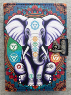 Handmade 7 Chakra Elephant Embossed Leather Journal