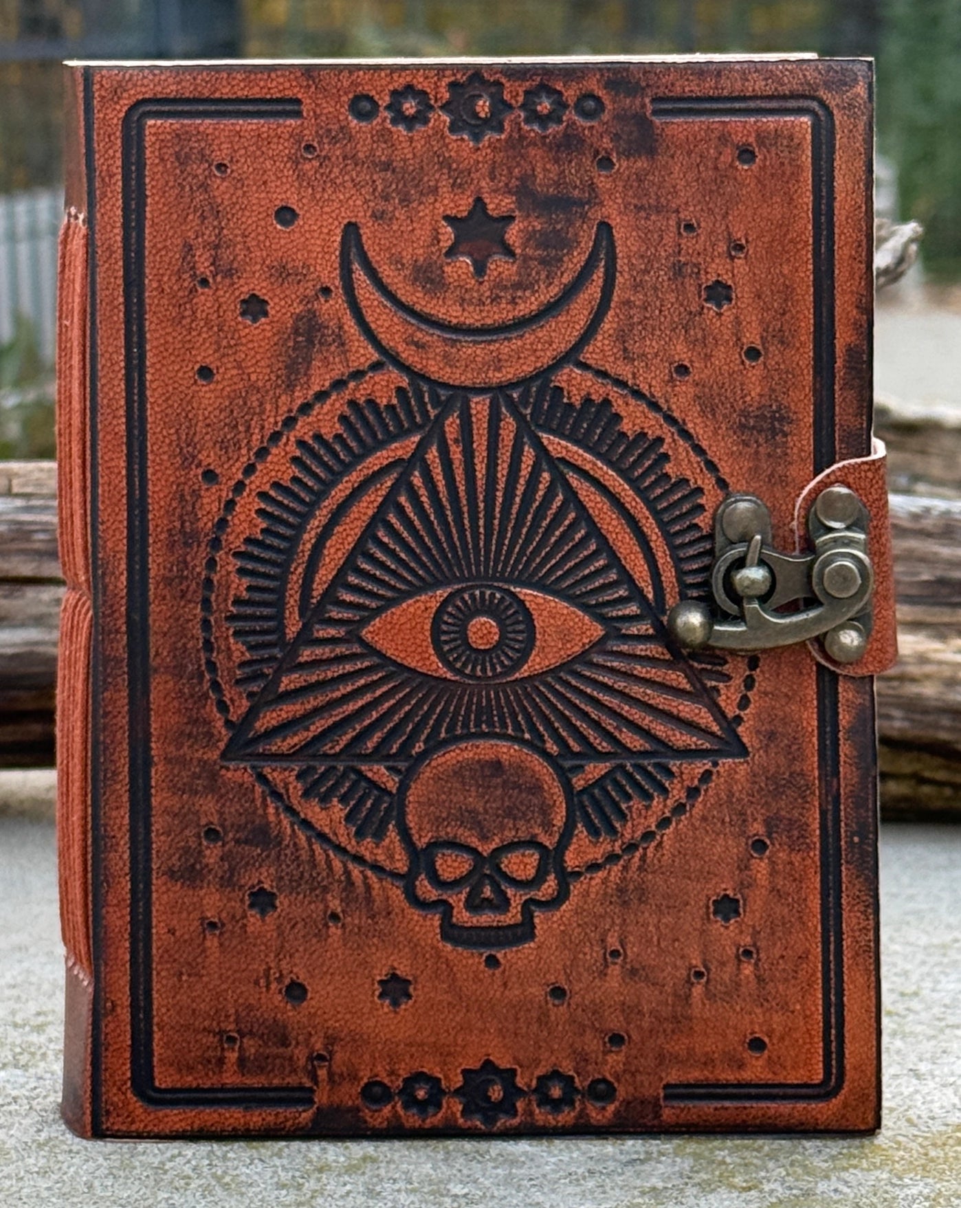 Handmade Pyramid Eye Embossed Leather Journal