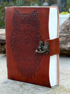 Handmade Owl Embossed Leather Journal