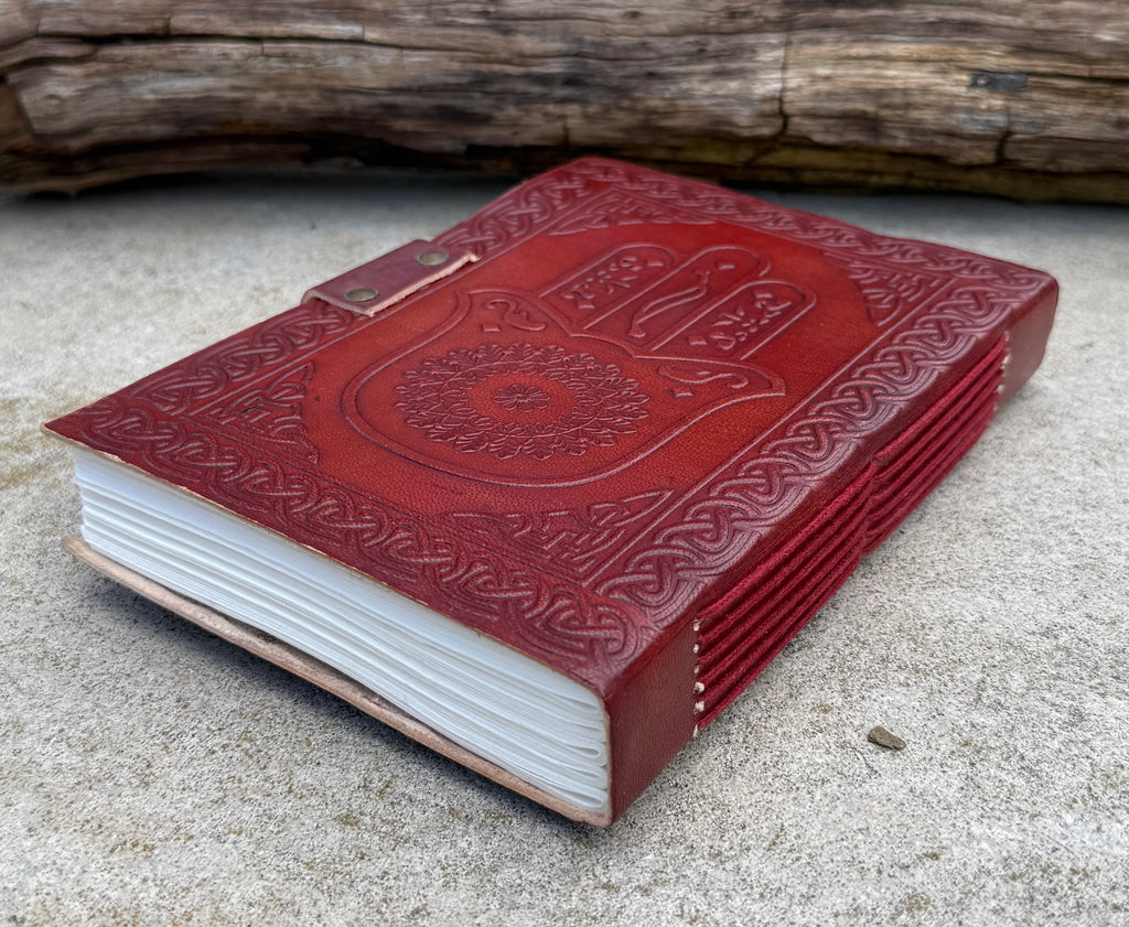Handmade Hamsa Embossed Leather Journal