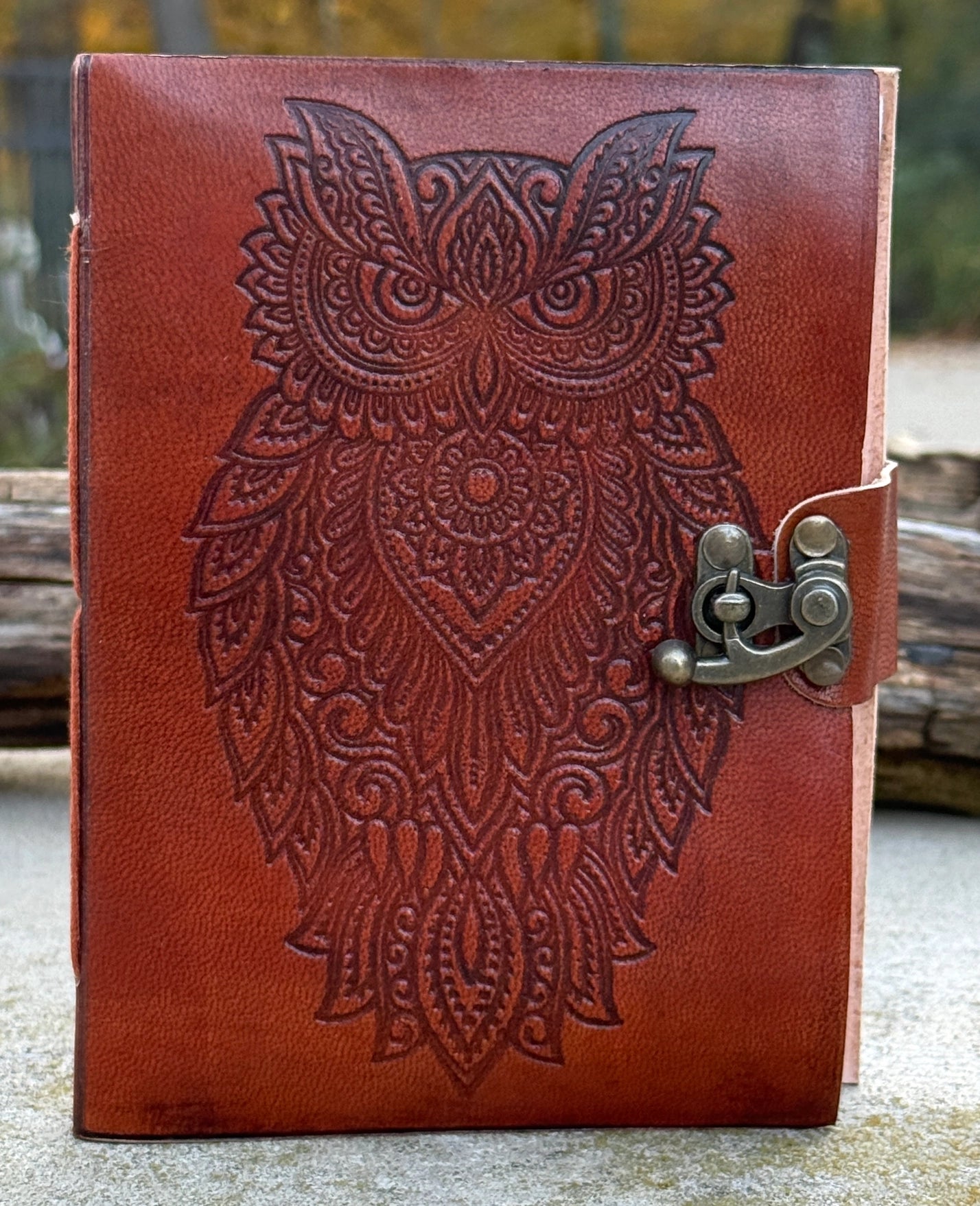 Handmade Owl Embossed Leather Journal
