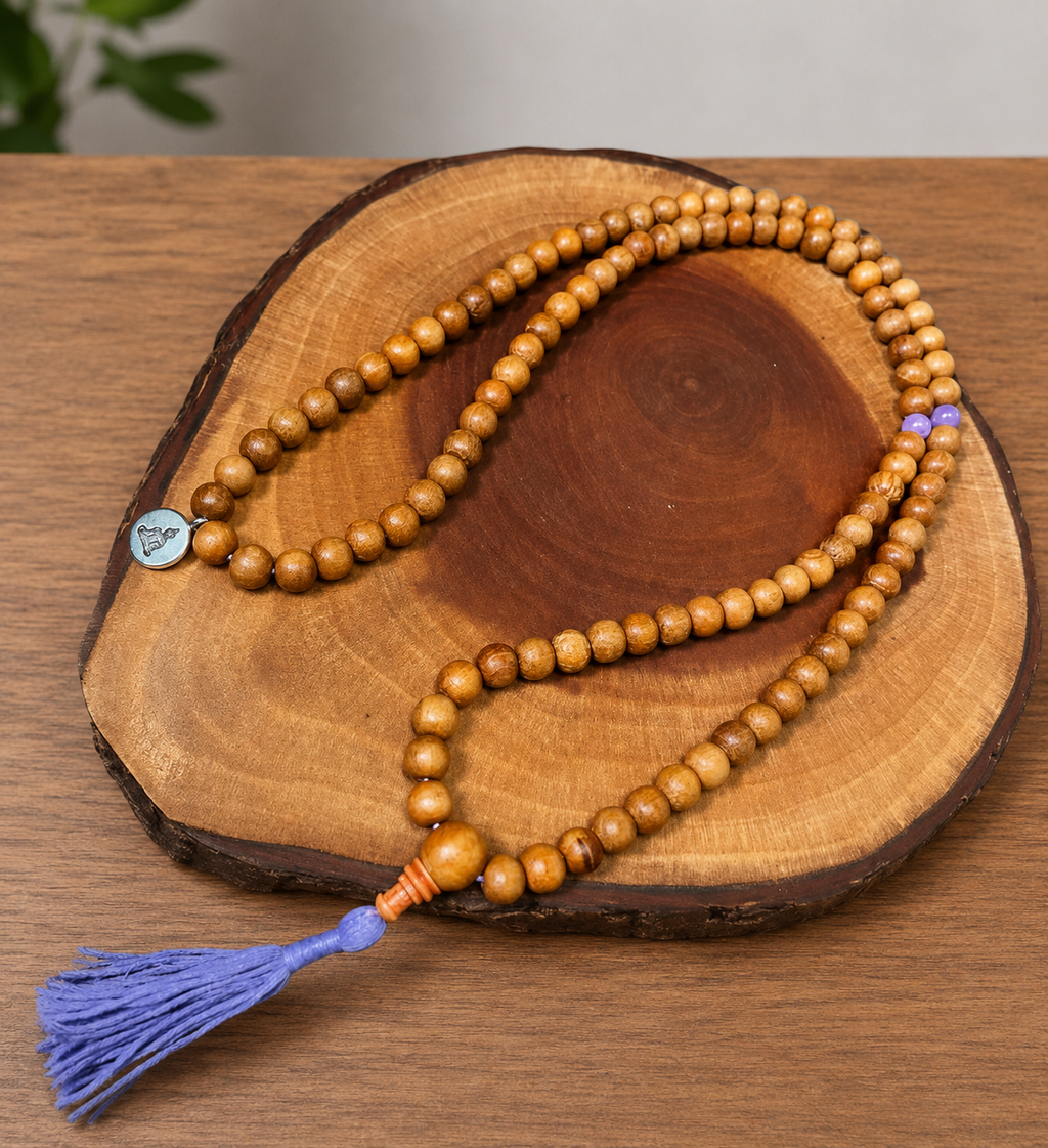 Sandalwood Purple Jade Mala - DharmaObjects