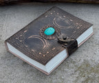 Handmade Triple Moon Embossed Leather Journal