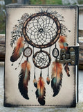Handmade Native Dream Catcher Embossed Leather Journal