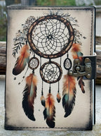 Handmade Native Dream Catcher Embossed Leather Journal