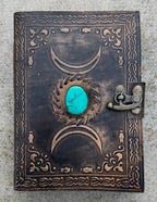Handmade Triple Moon Embossed Leather Journal