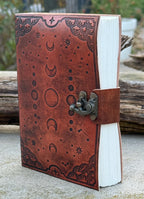 Handmade Moon Phases Embossed Leather Journal