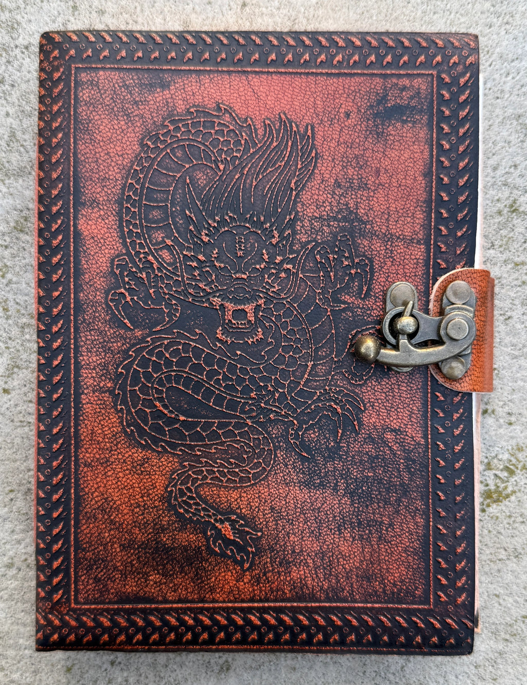 Handmade Year of the Dragon Embossed Leather Journal