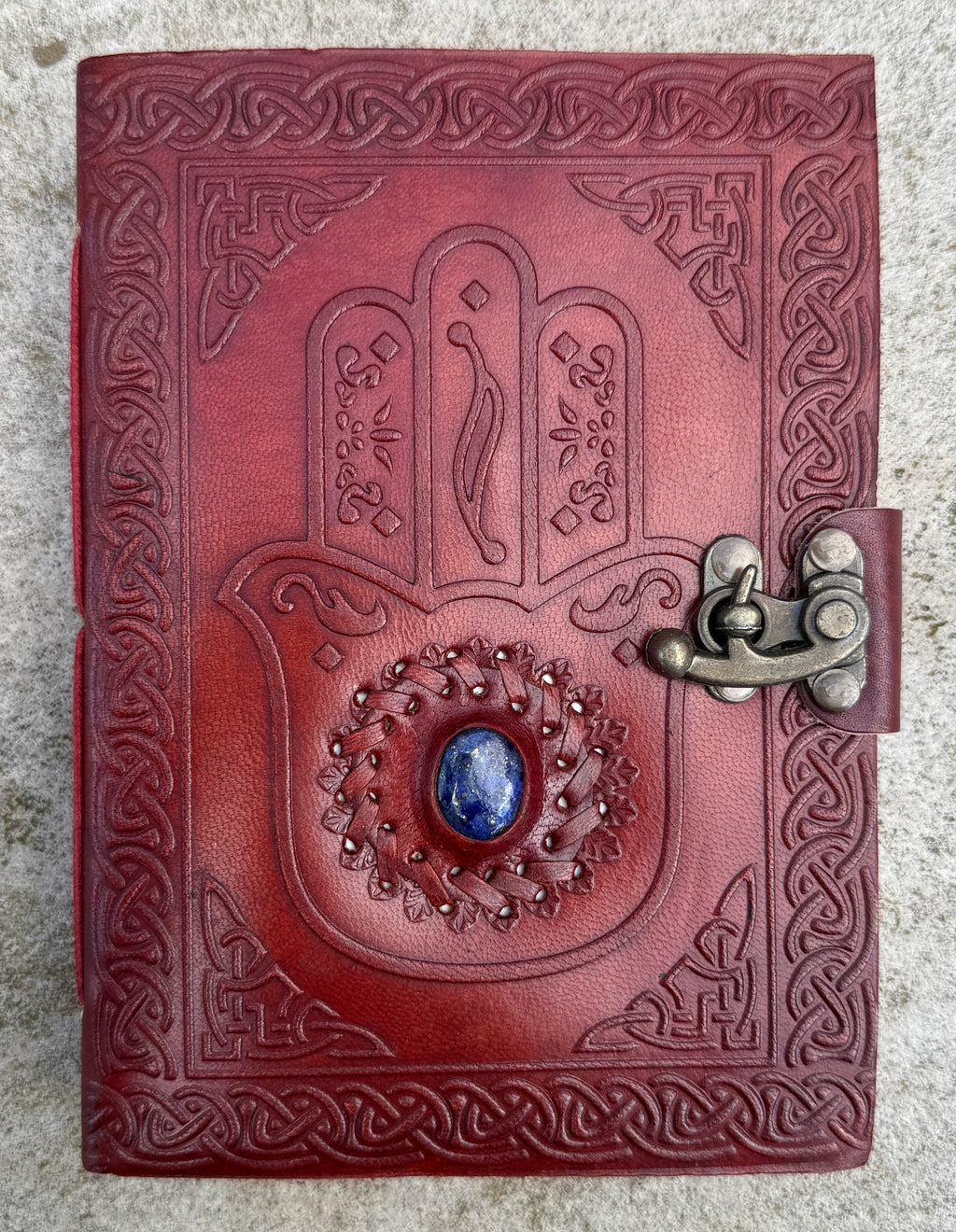 Handmade Hamsa Embossed Leather Journal