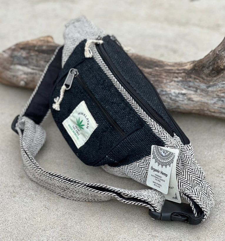 Boho Style Hemp Fanny Pack – Handmade Adjustable Waist & Crossbody Bag