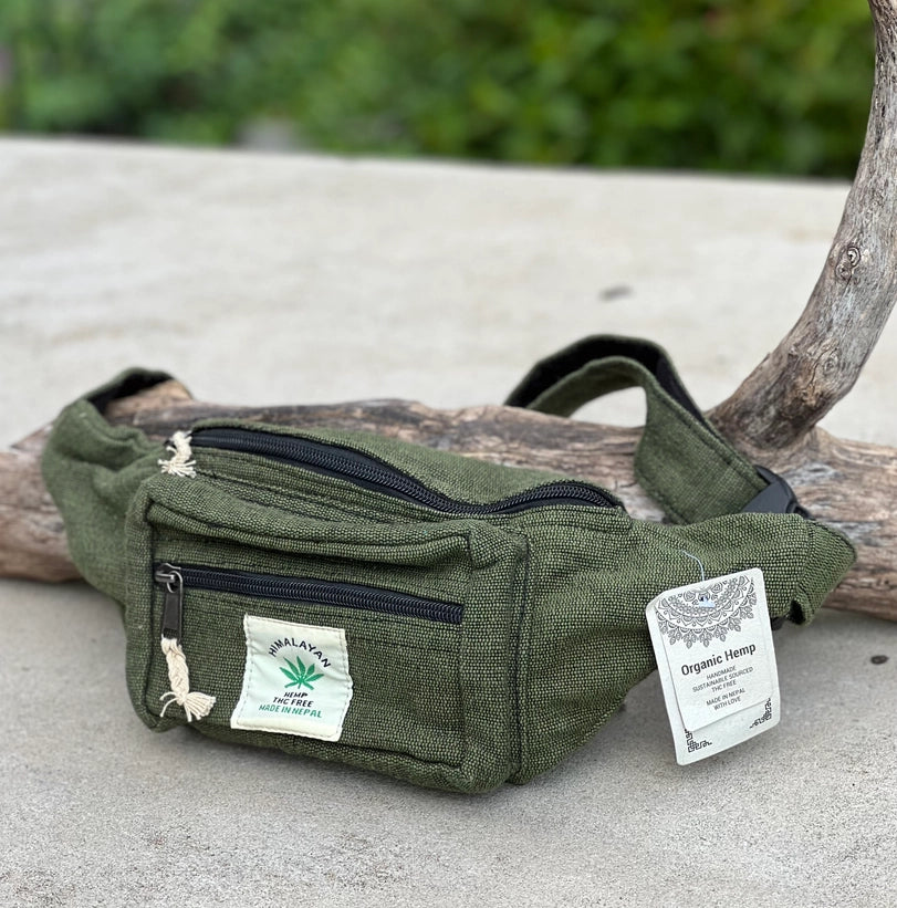 Boho Style Hemp Fanny Pack – Handmade Adjustable Waist & Crossbody Bag