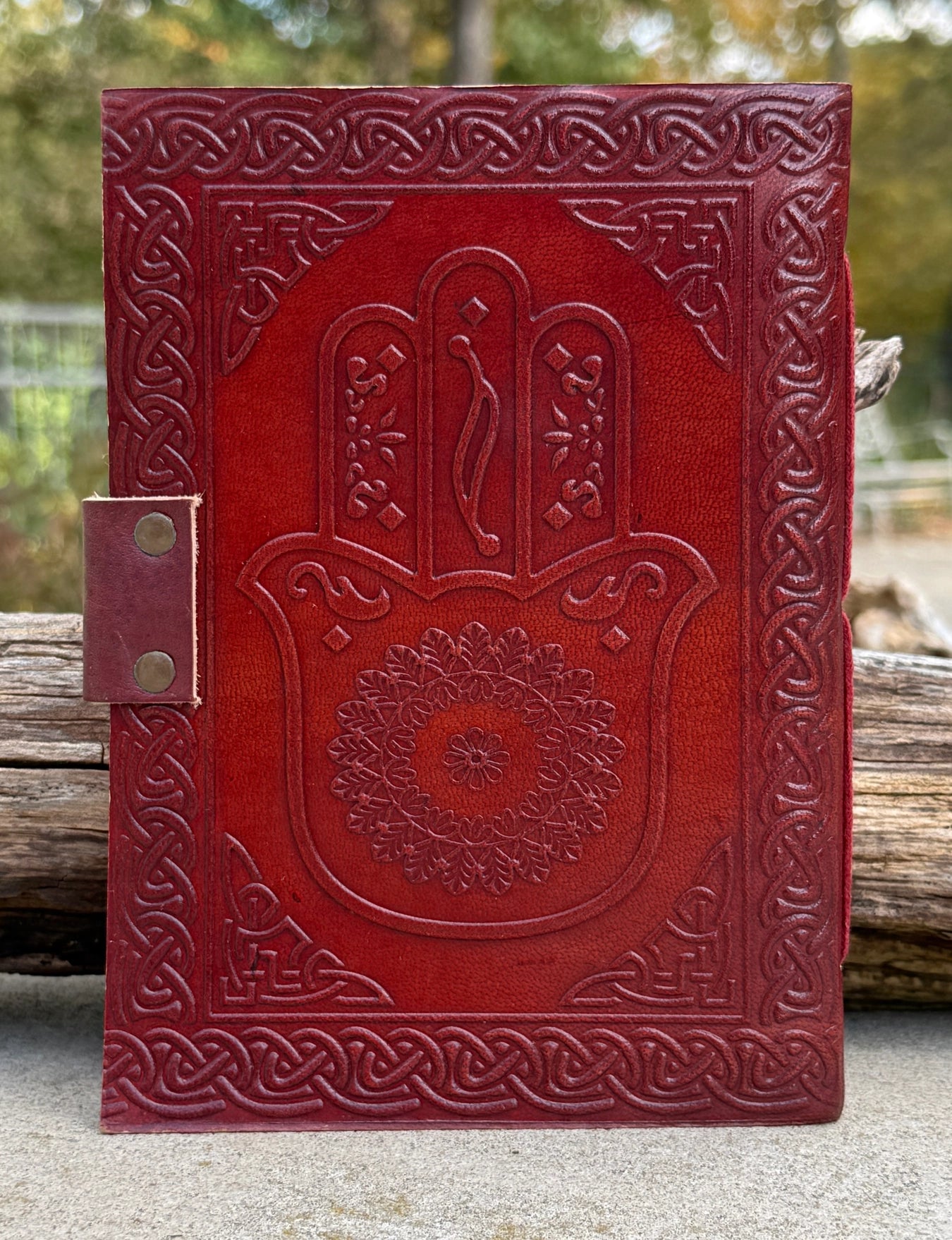 Handmade Hamsa Embossed Leather Journal