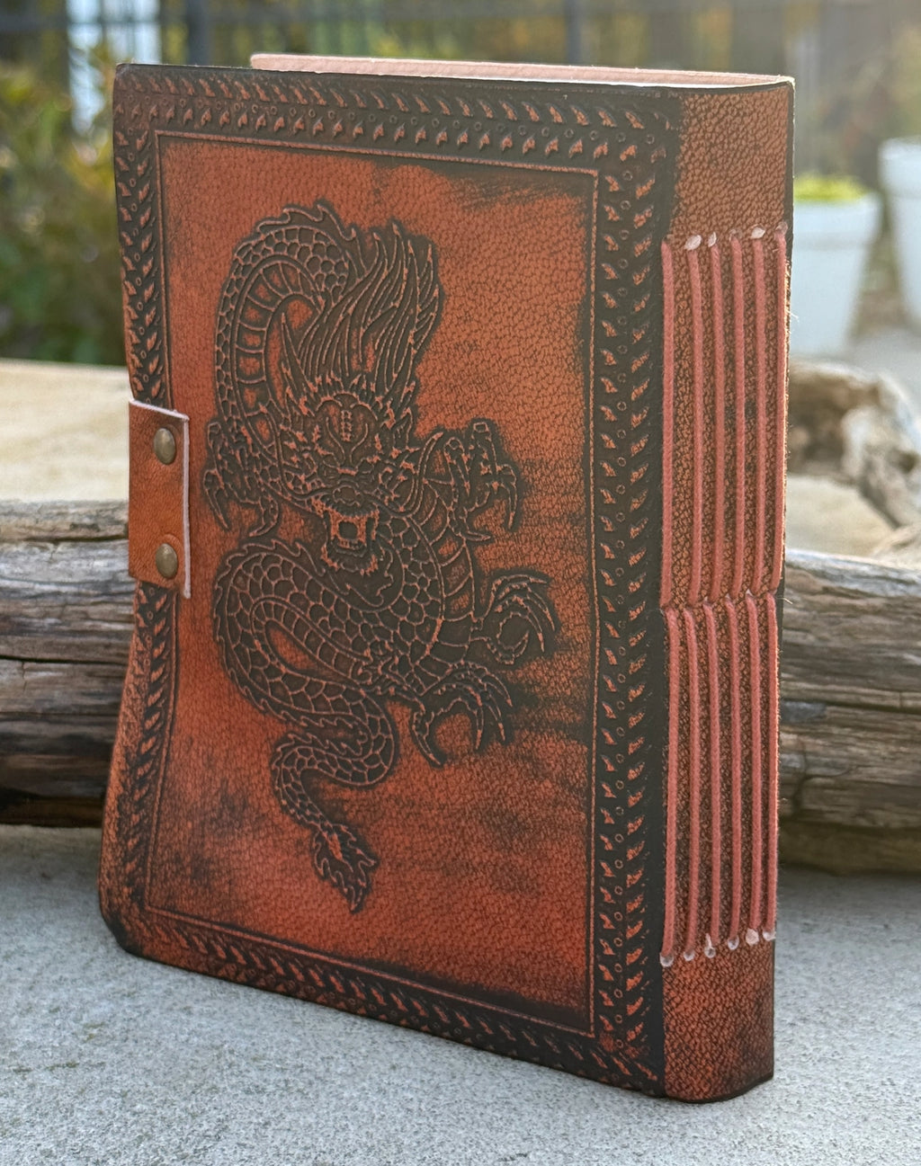 Handmade Year of the Dragon Embossed Leather Journal